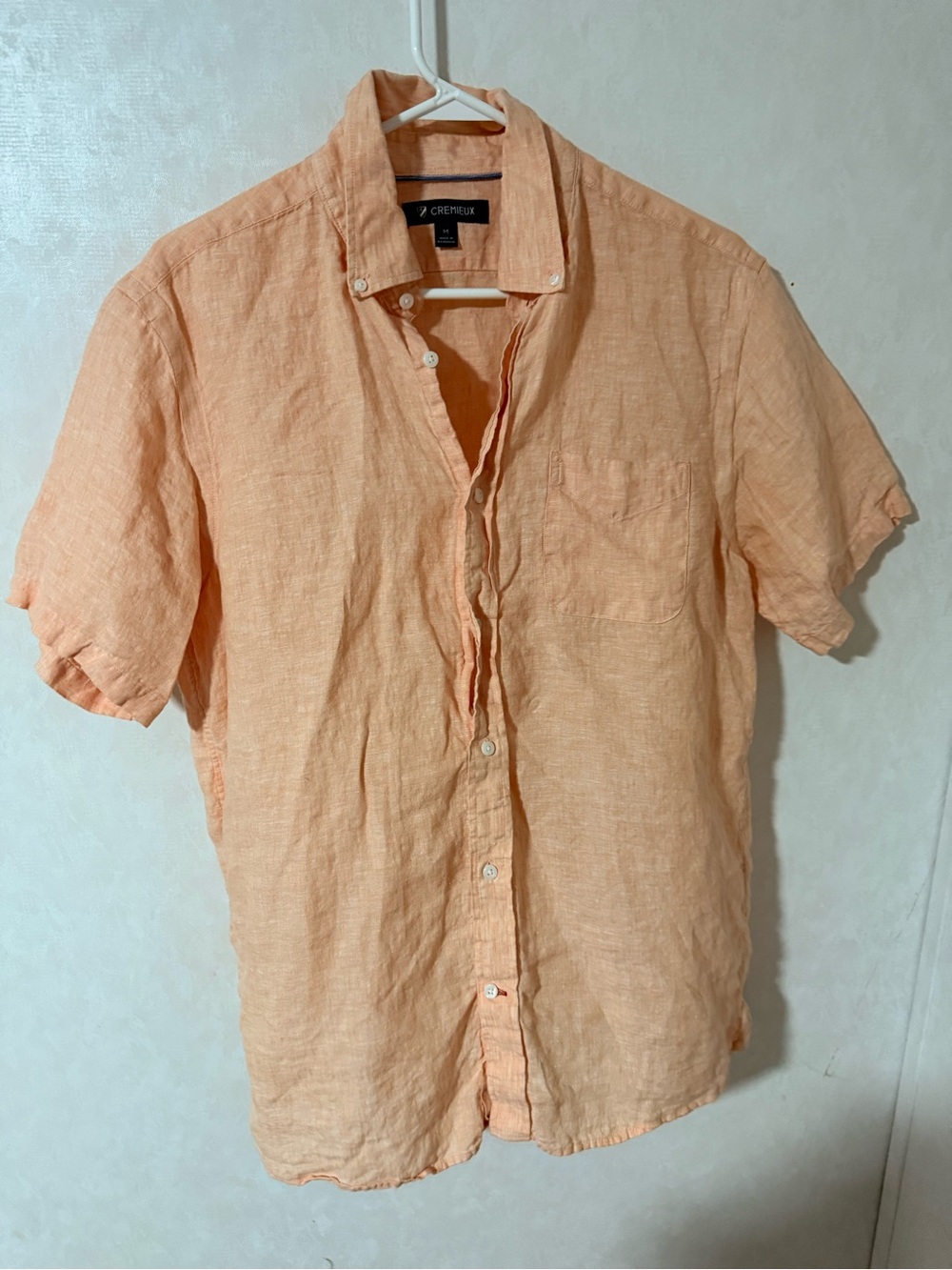 Daniel Cremieux Peach Short-Sleeve Linen Button-Down Shirt